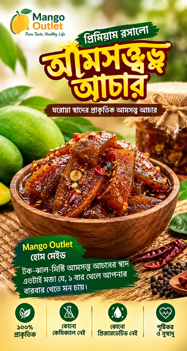 প্রিমিয়াম রসালো আমসত্ত্ব আচার | ঘরোয়া স্বাদের প্রাকৃতিক আমসত্ত্ব আচার 1kg